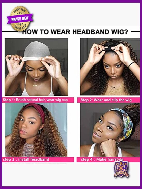 18 Inch Human Hair Headband Wig Glueless Deep Wave 150% Density